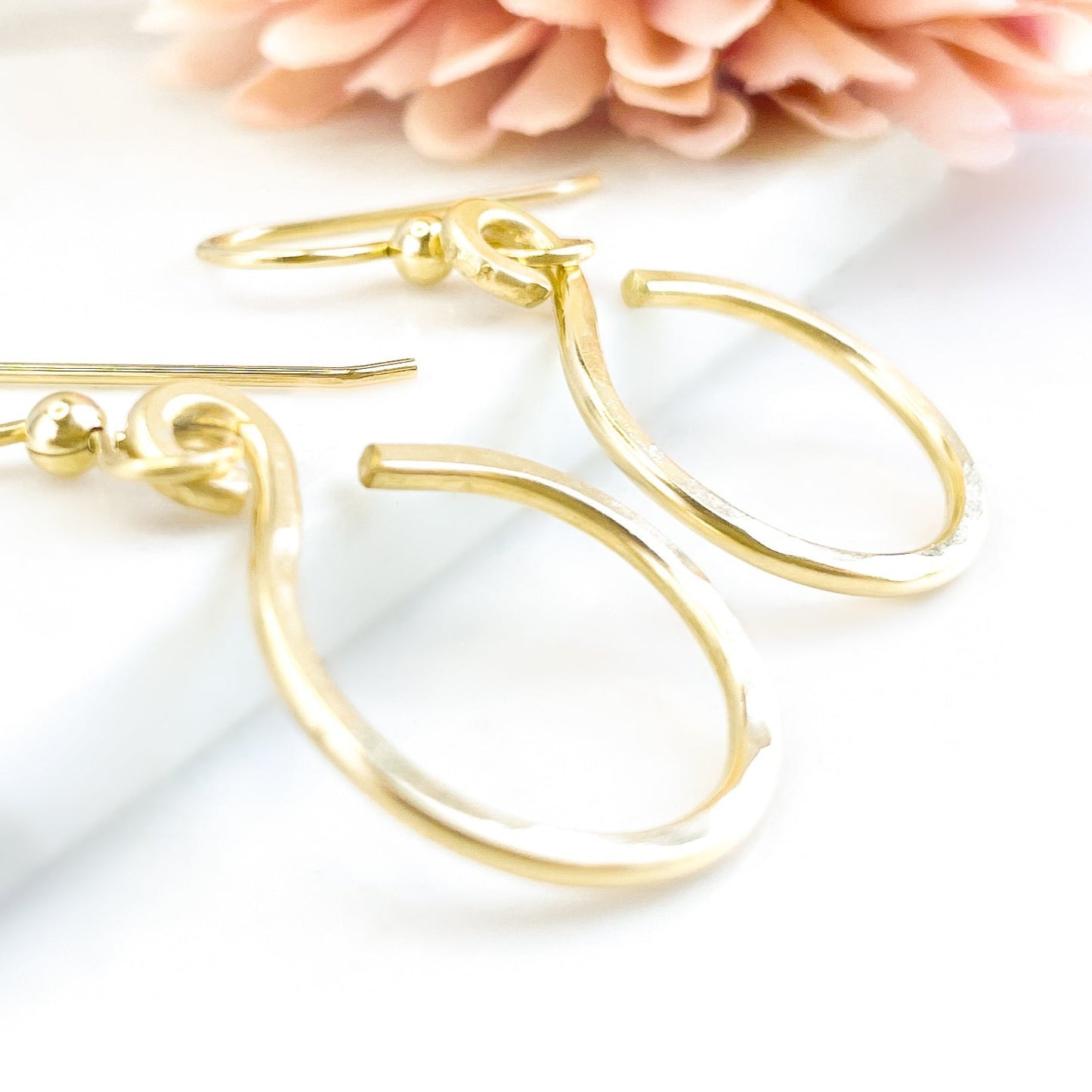 Gold Simple Classic Hammered Earrings