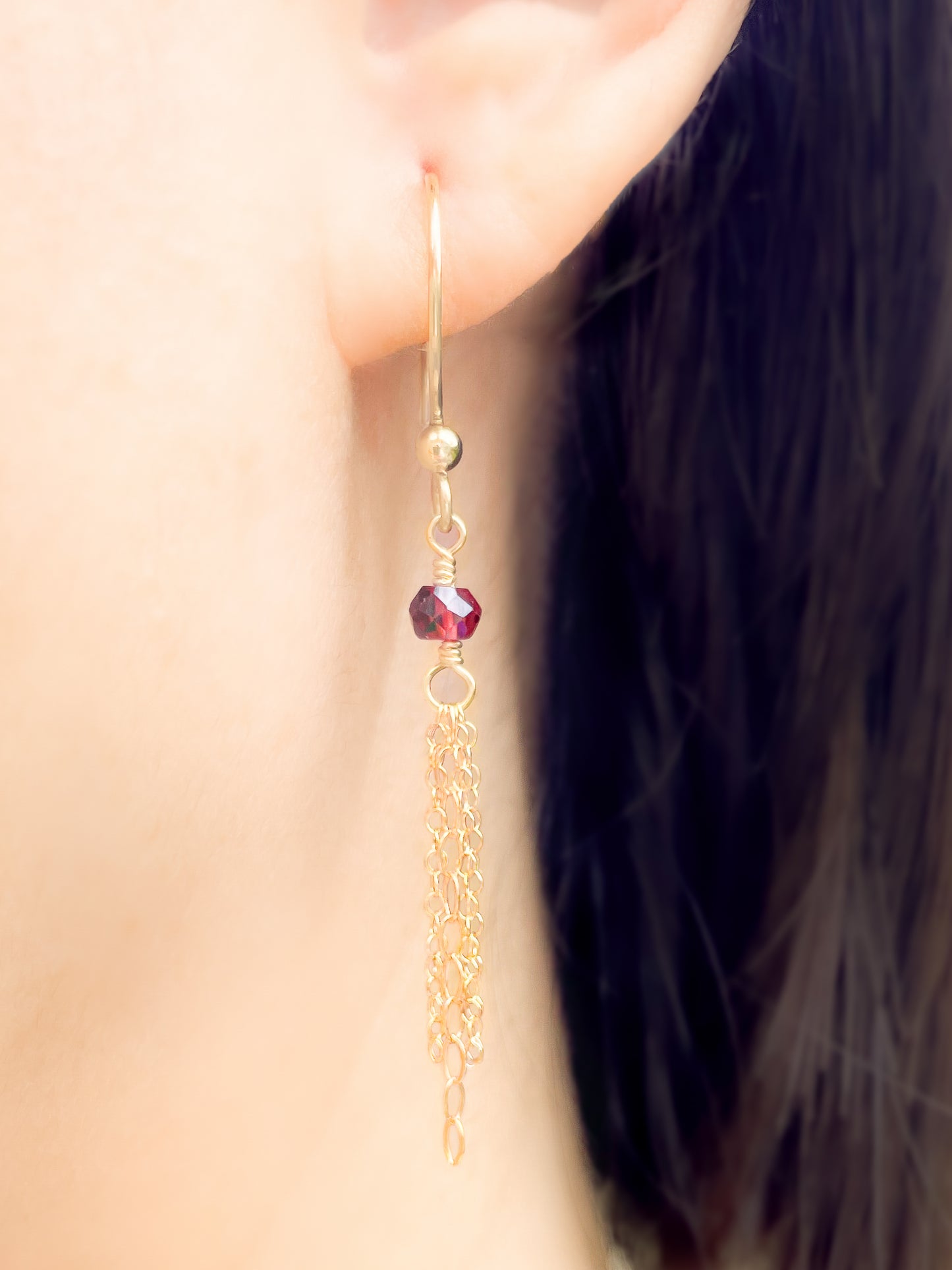 Garnet Fringe Earrings