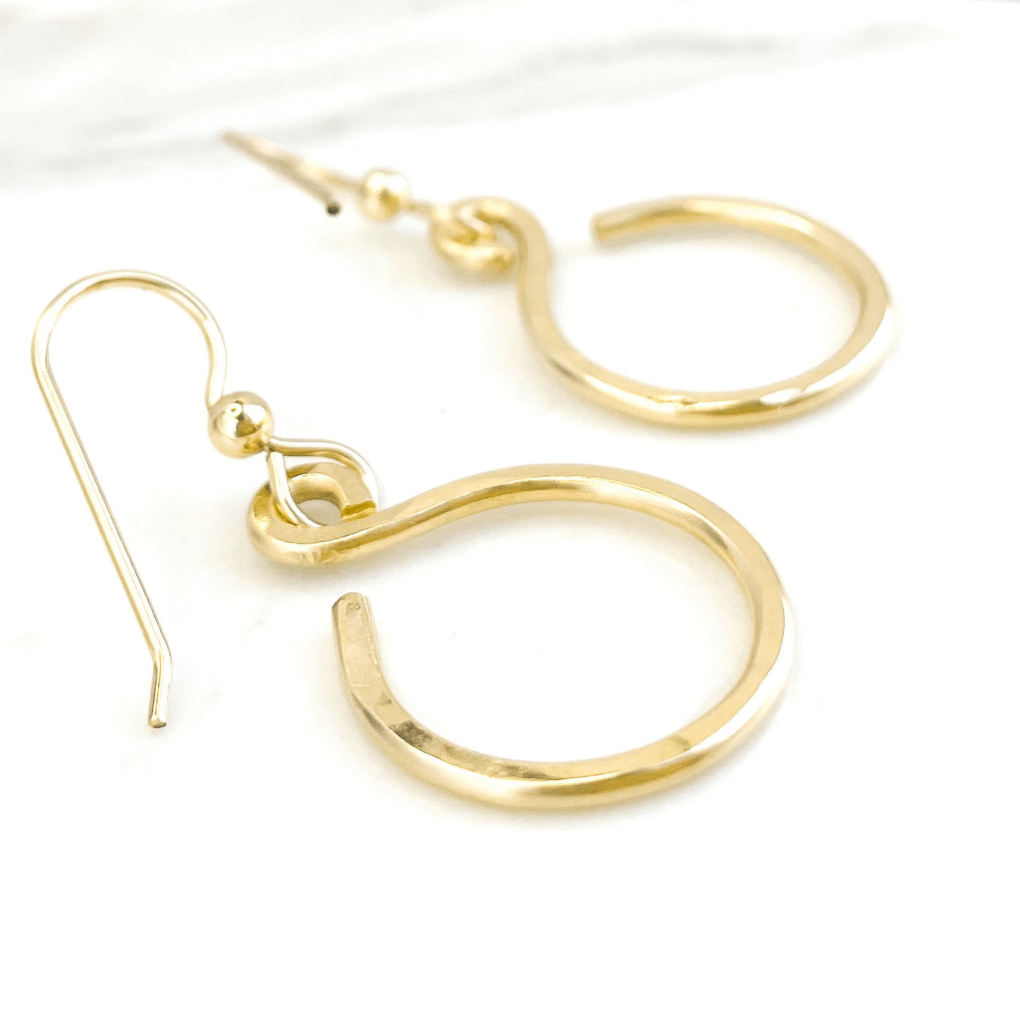 Gold Simple Classic Hammered Earrings