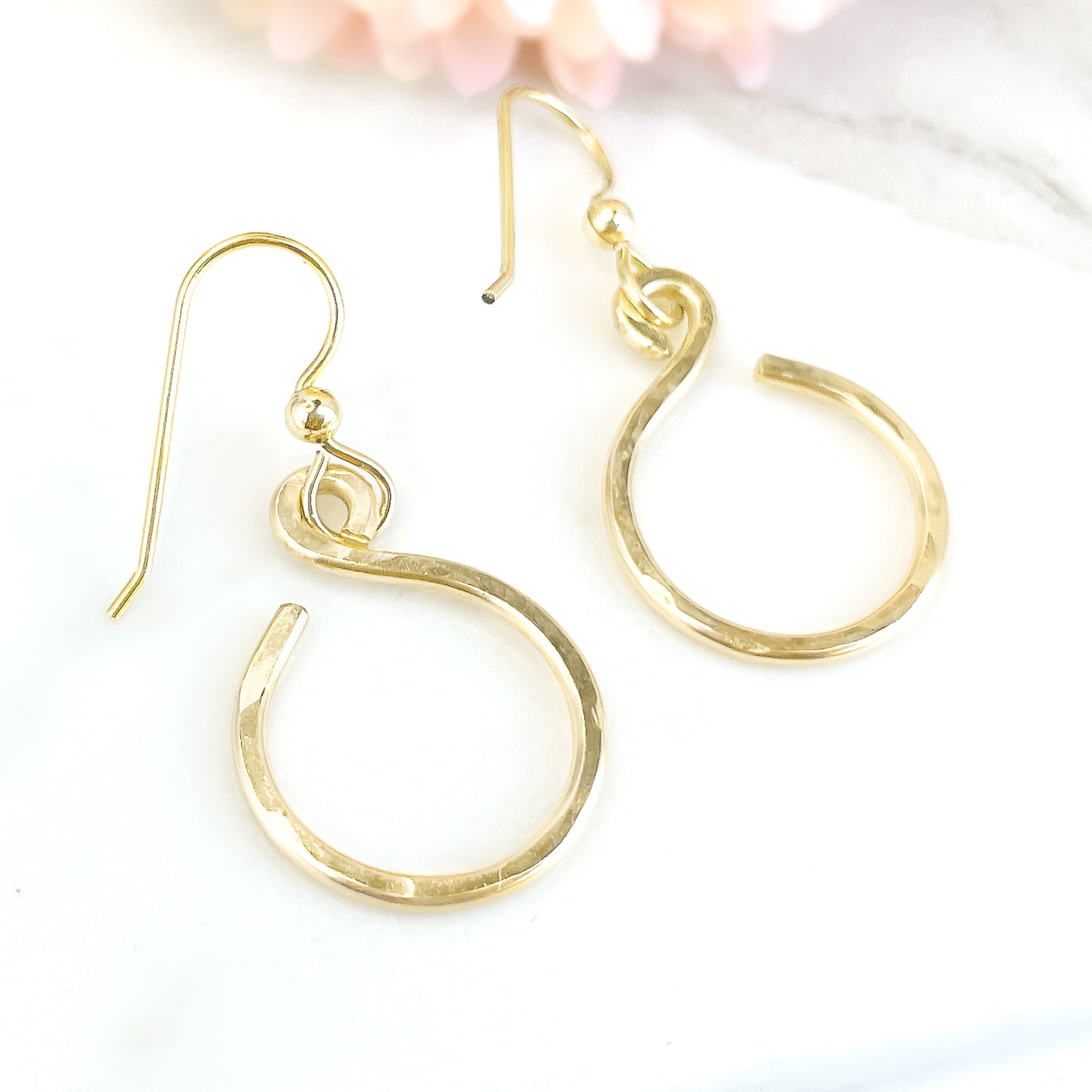 Gold Simple Classic Hammered Earrings