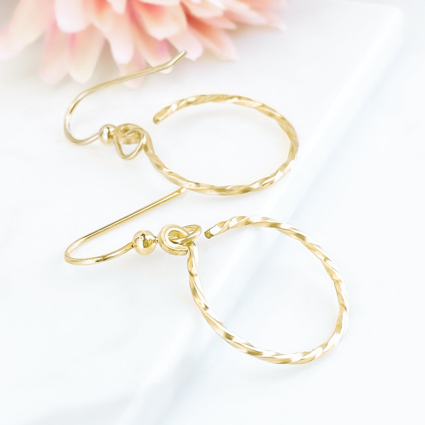 Gold Twisted Circle Dangle Earrings