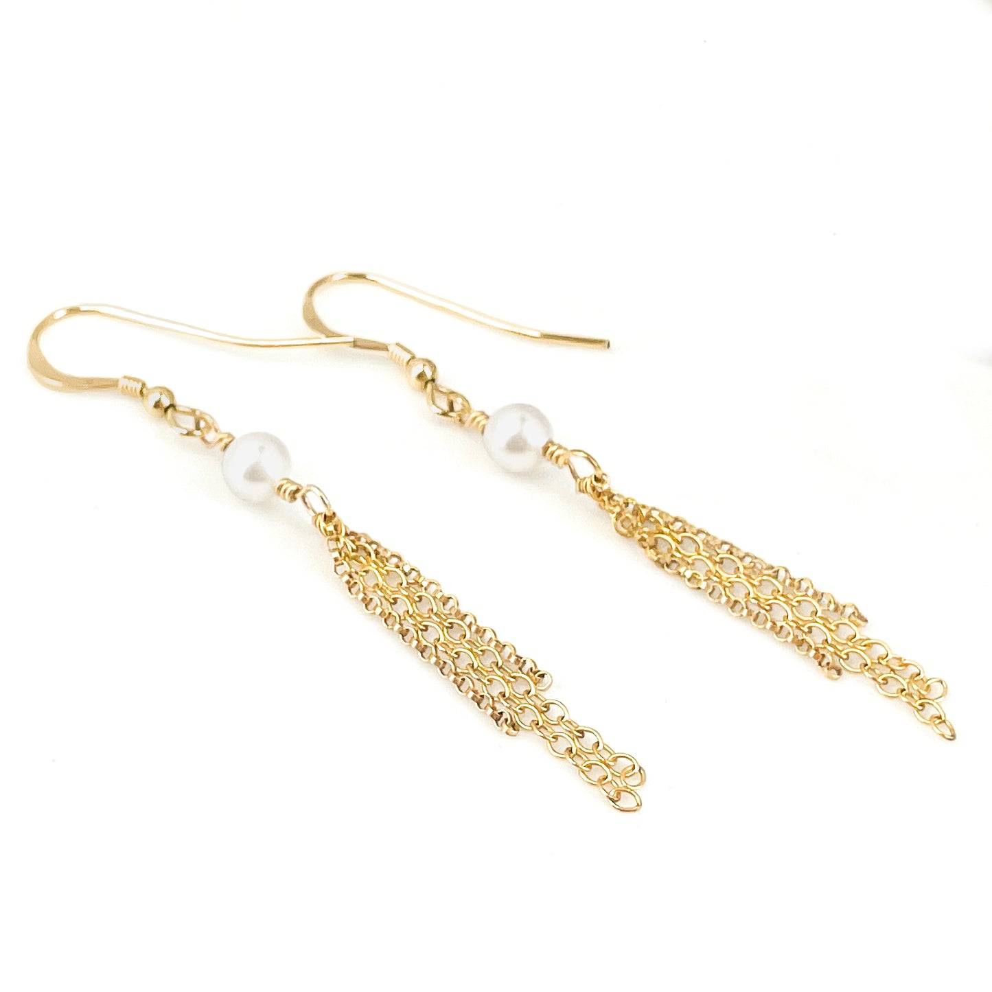 Swarovski White Pearl Fringe Earrings