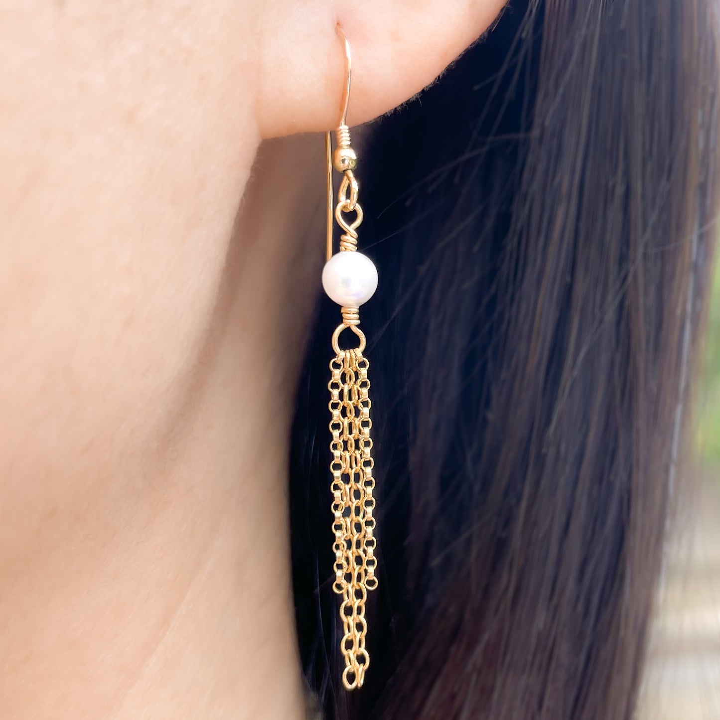 Swarovski White Pearl Fringe Earrings