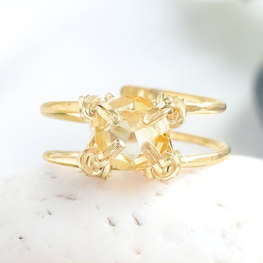 Citrine Double Banded Ring