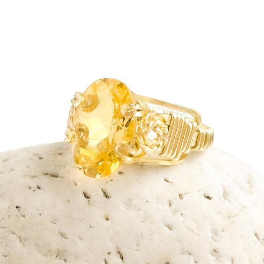 Citrine Double Swirl Ring