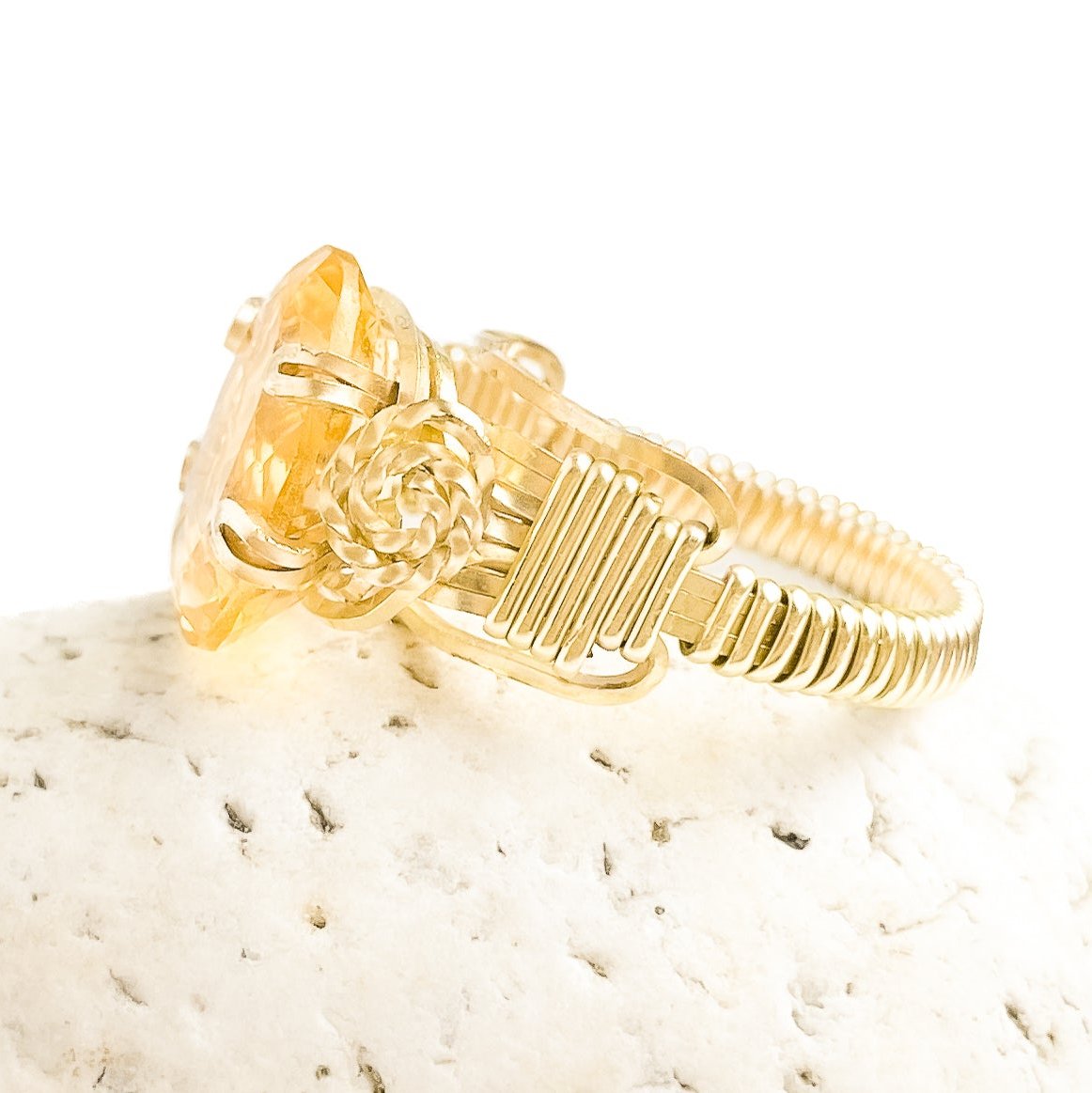 Citrine Double Swirl Ring