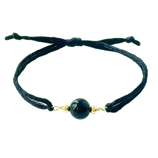 Black Onyx Adjustable Cord Bracelet