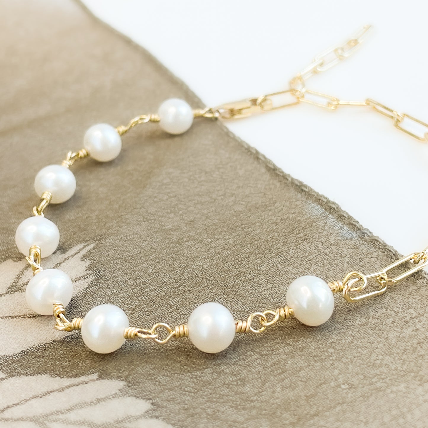 White Pearl Adjustable Bracelet