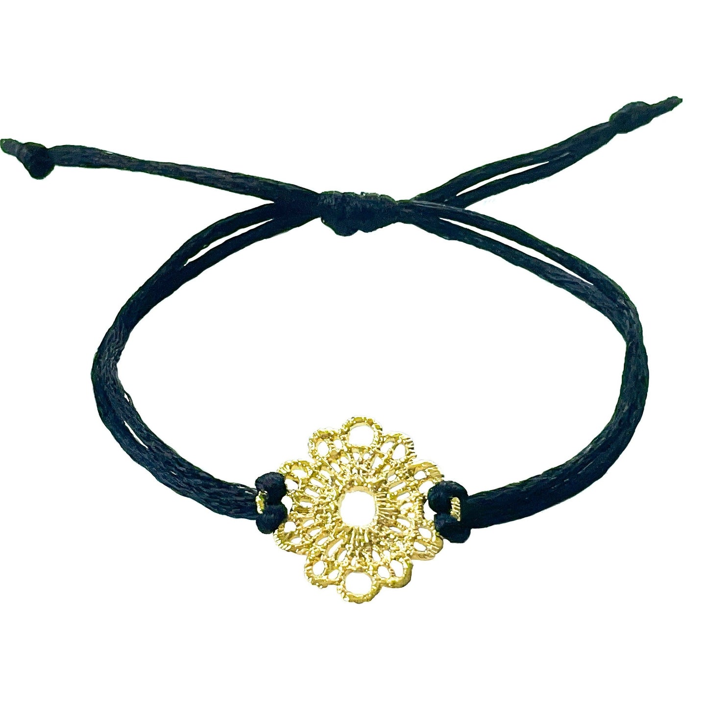 Gold Filigree Adjustable Cord Bracelet