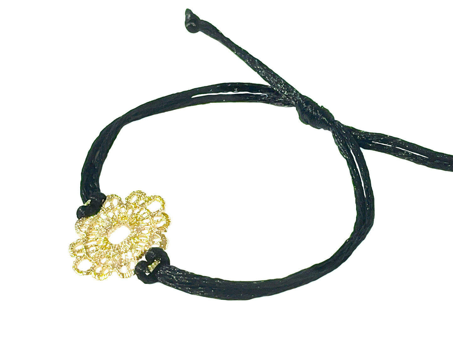 Gold Filigree Adjustable Cord Bracelet