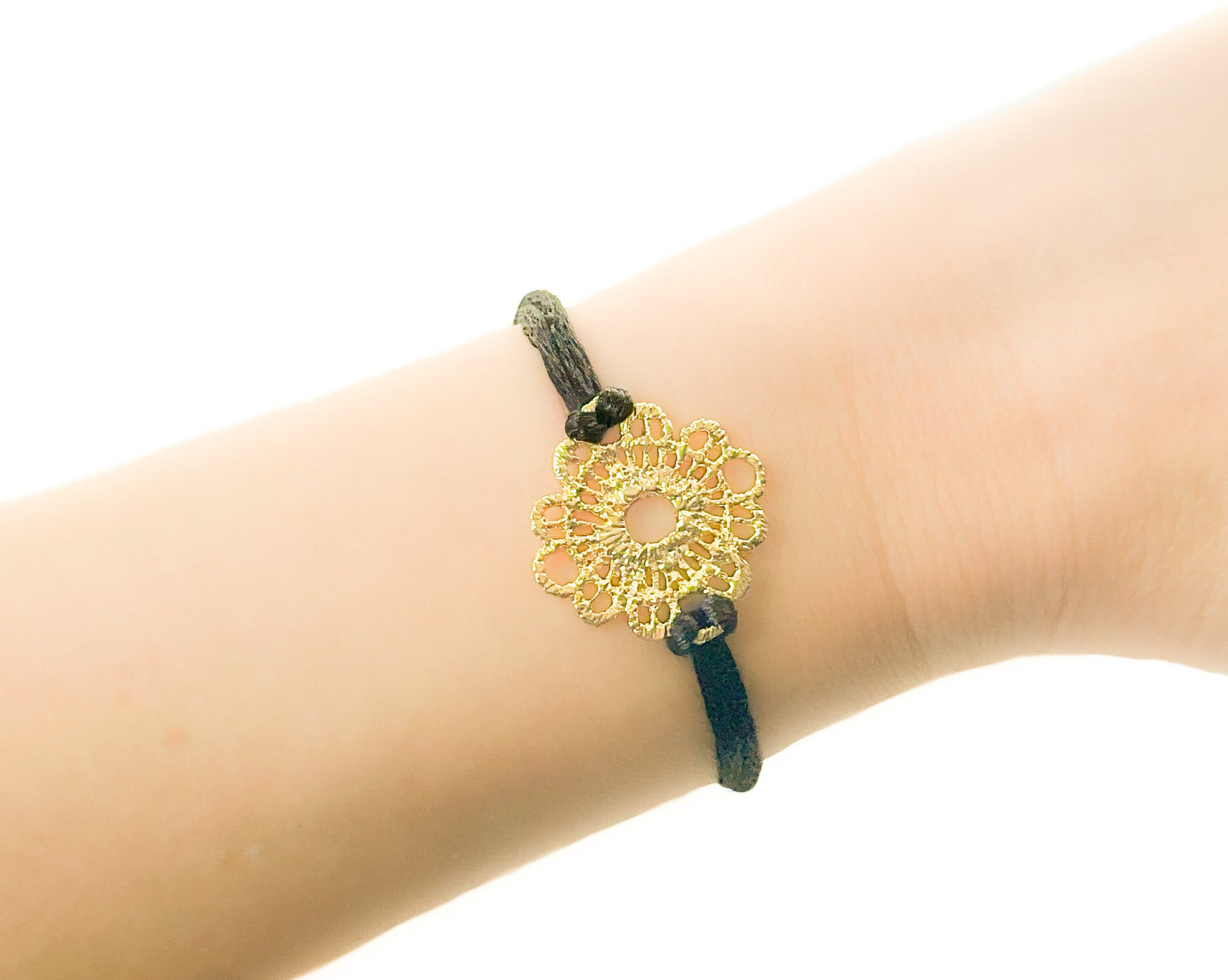 Gold Filigree Adjustable Cord Bracelet