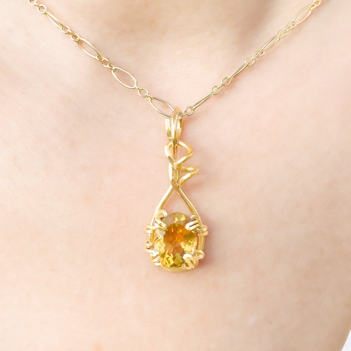 Citrine Swirl Pendant Necklace