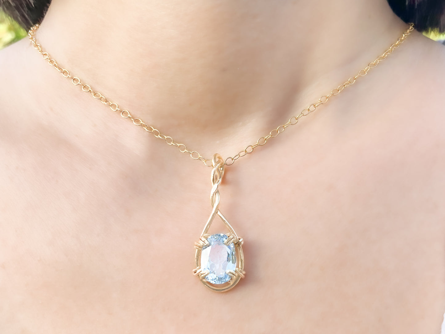 Sky Blue Topaz Pendant Necklace