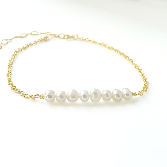 White Pearl Column Bracelet