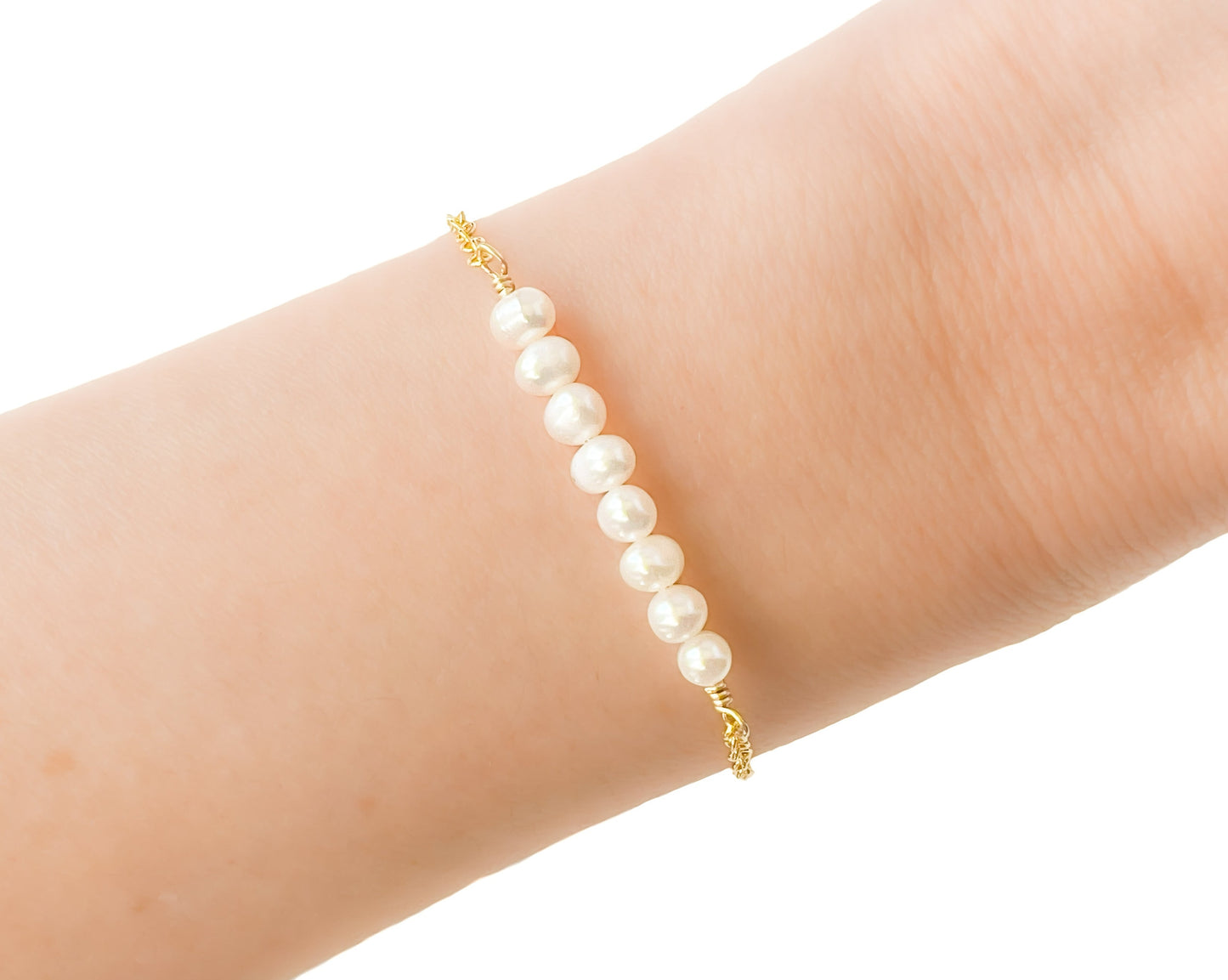 White Pearl Column Bracelet