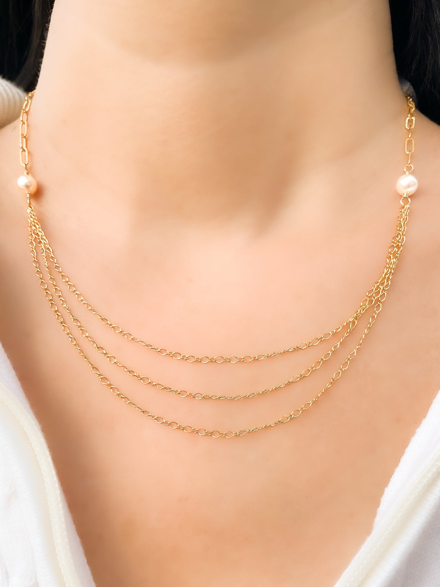 Gold Three Chain Necklace