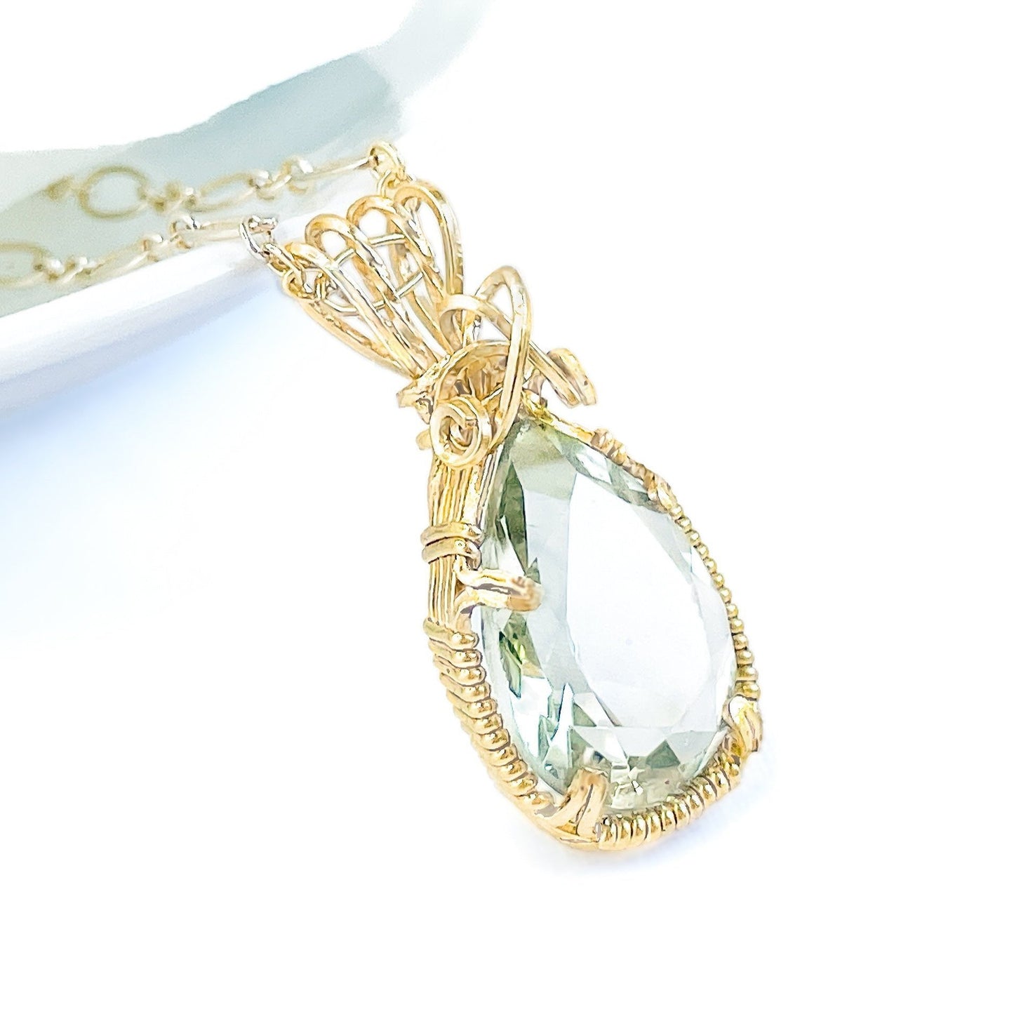 Green Amethyst Pendant Necklace