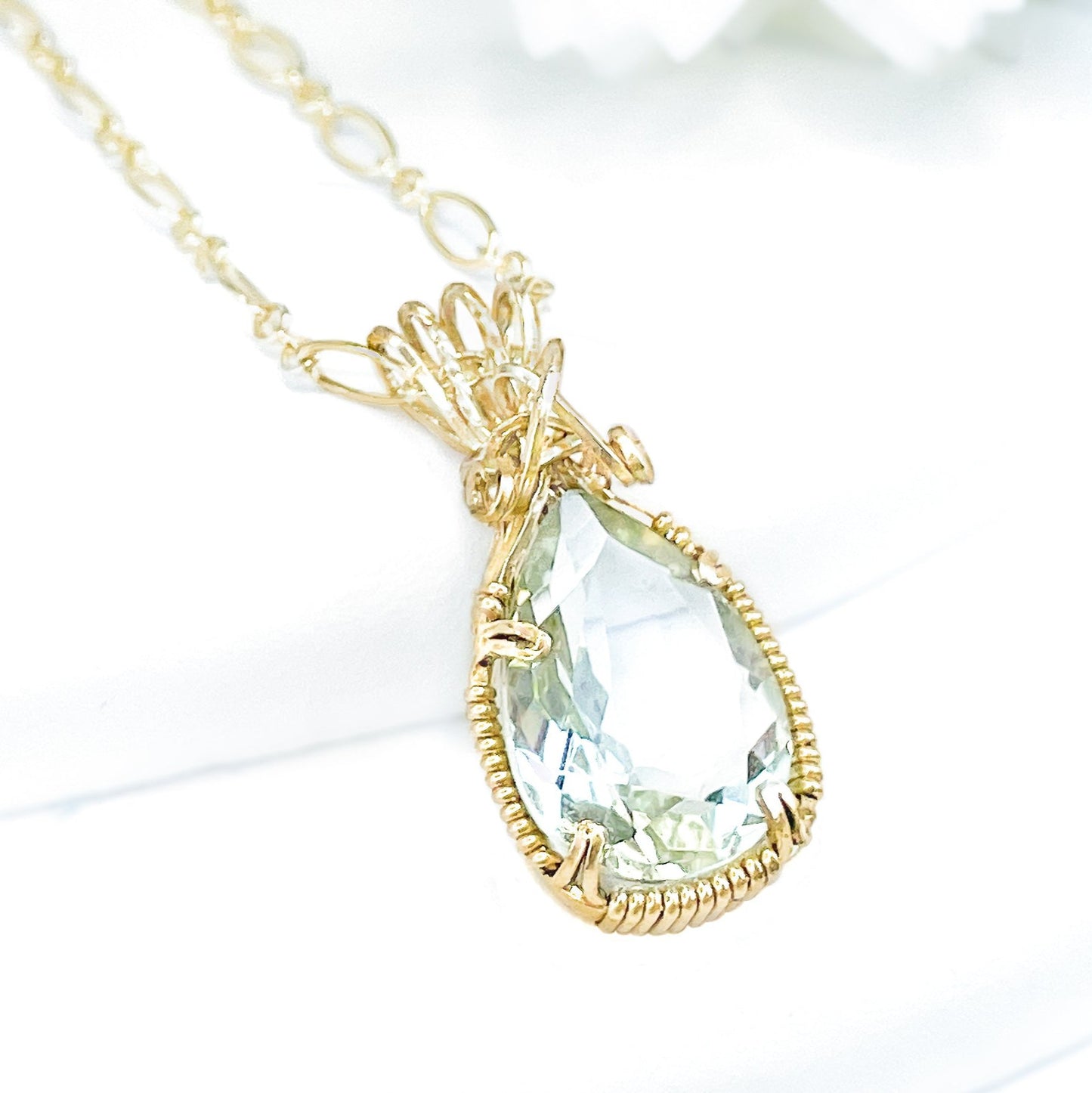 Green Amethyst Pendant Necklace