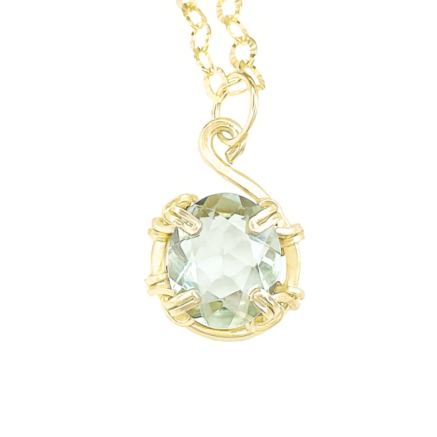 Green Amethyst Classic Pendant Necklace