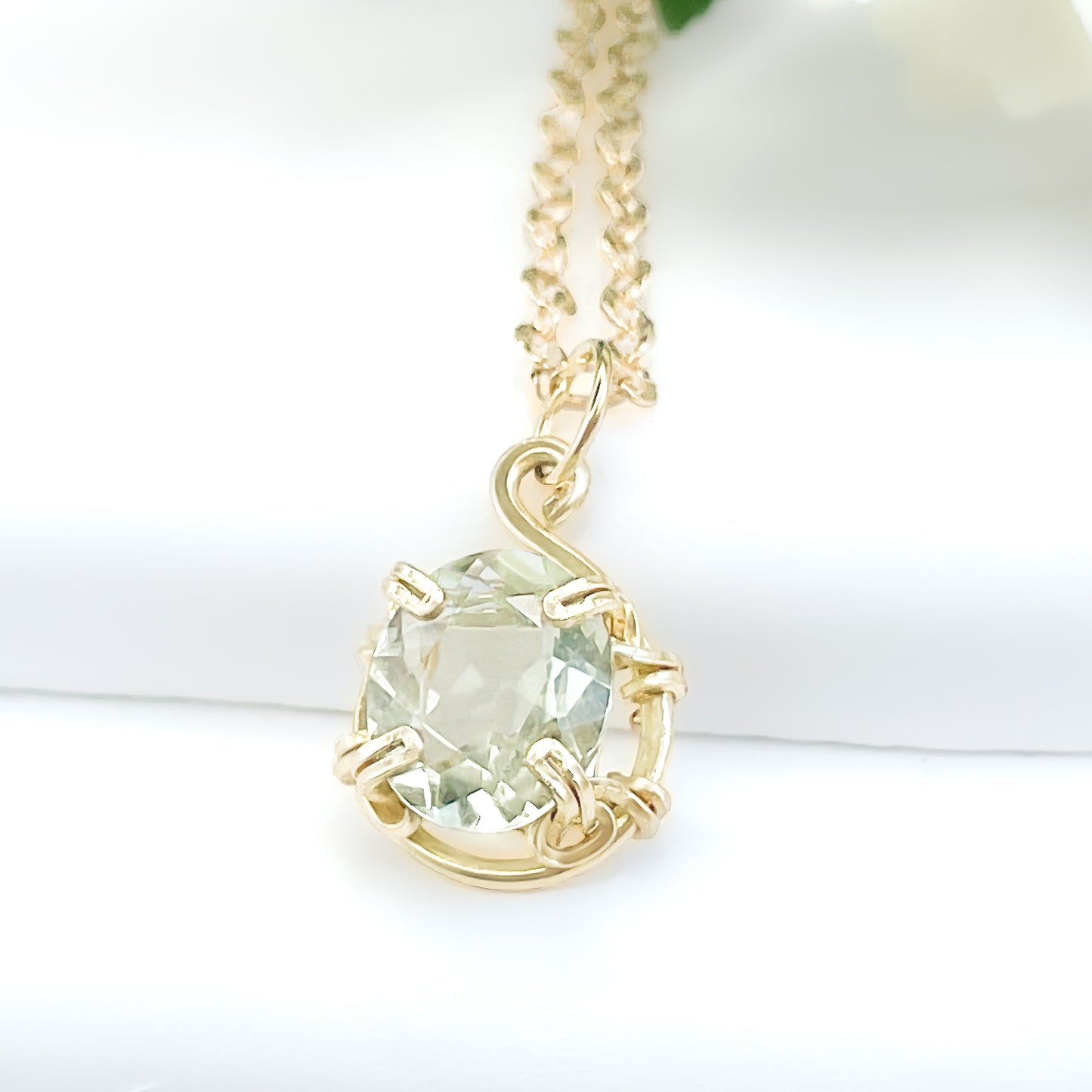 Green Amethyst Classic Pendant Necklace