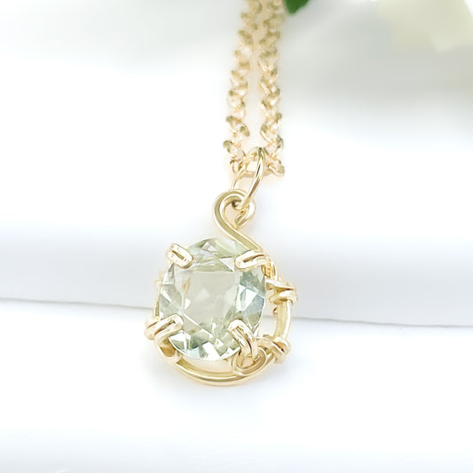 Green Amethyst Classic Pendant Necklace