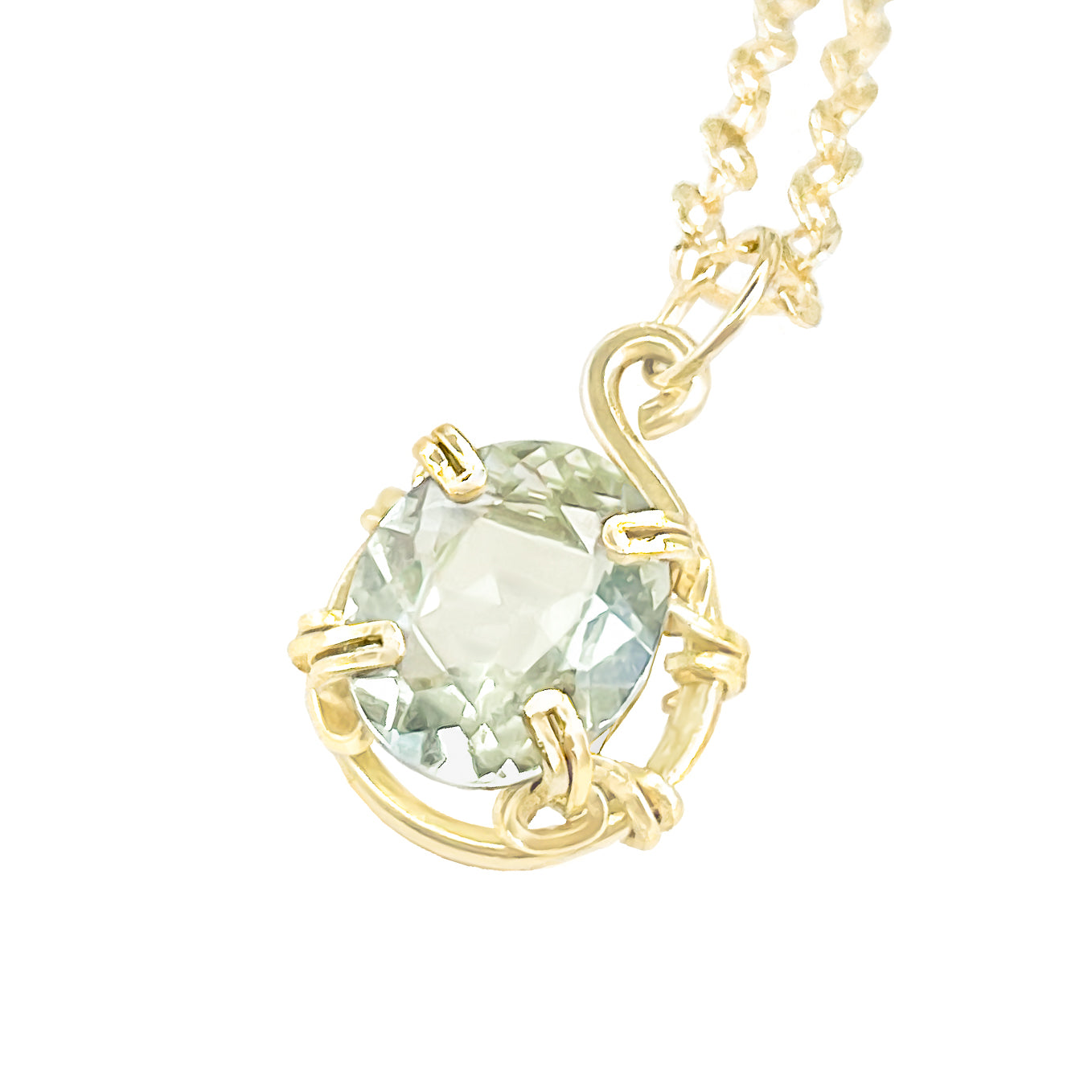 Green Amethyst Classic Pendant Necklace