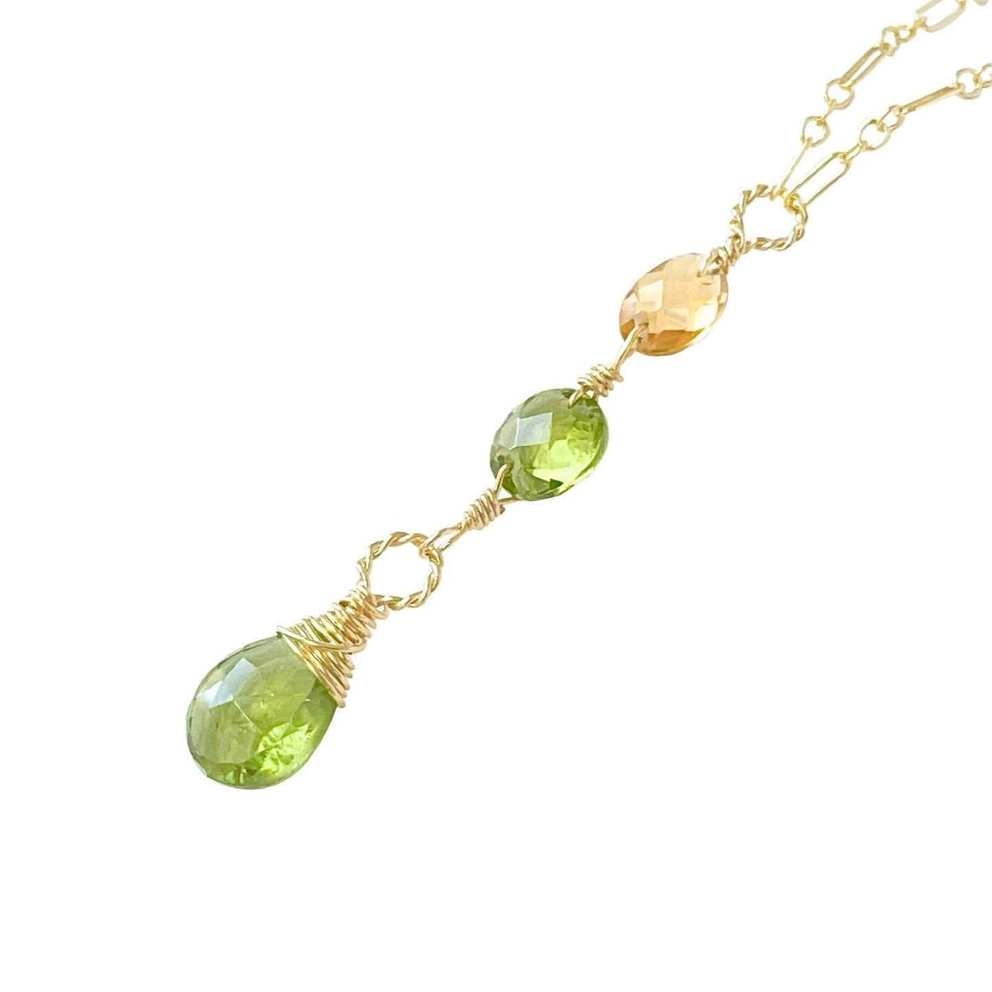 Peridot and Citrine Dangle Necklace