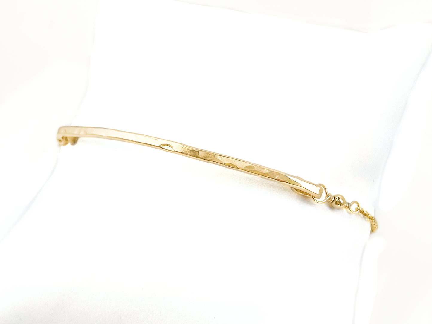 Gold Curved Bar Adjustable Bracelet with Pearl Charm