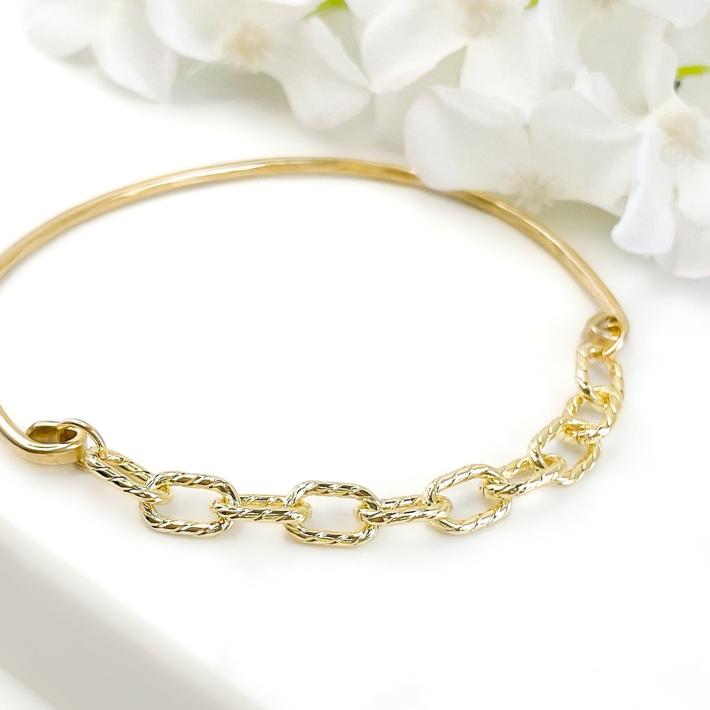 Gold Mixed Metal Bangle Bracelet