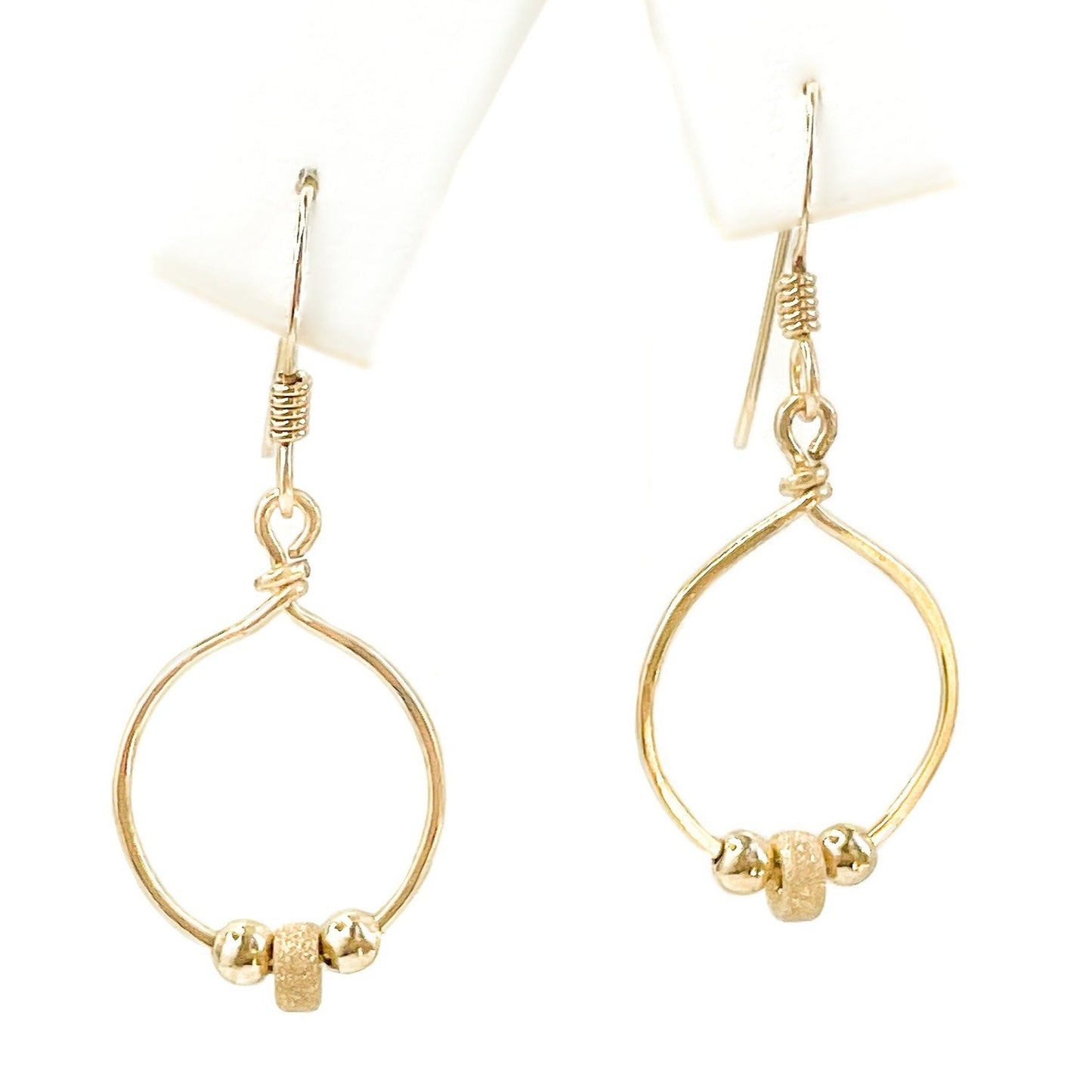 Gold Beaded Dainty Dangle Earrings