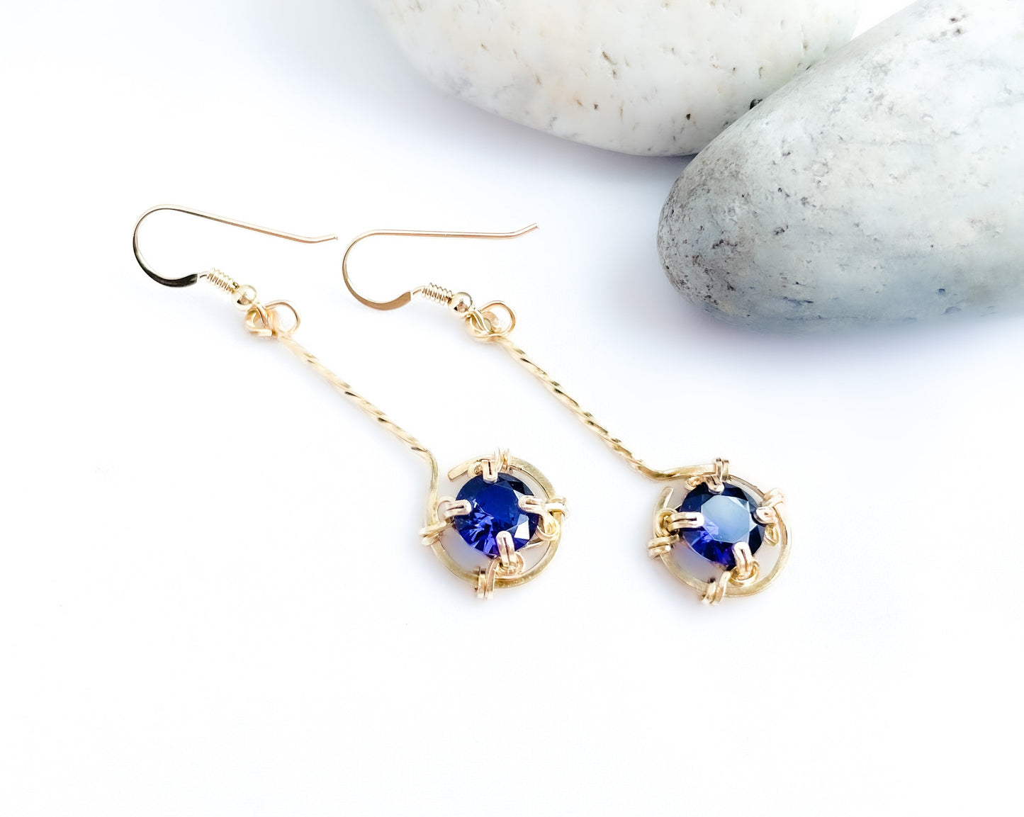 Sapphire Long Dangle Earrings