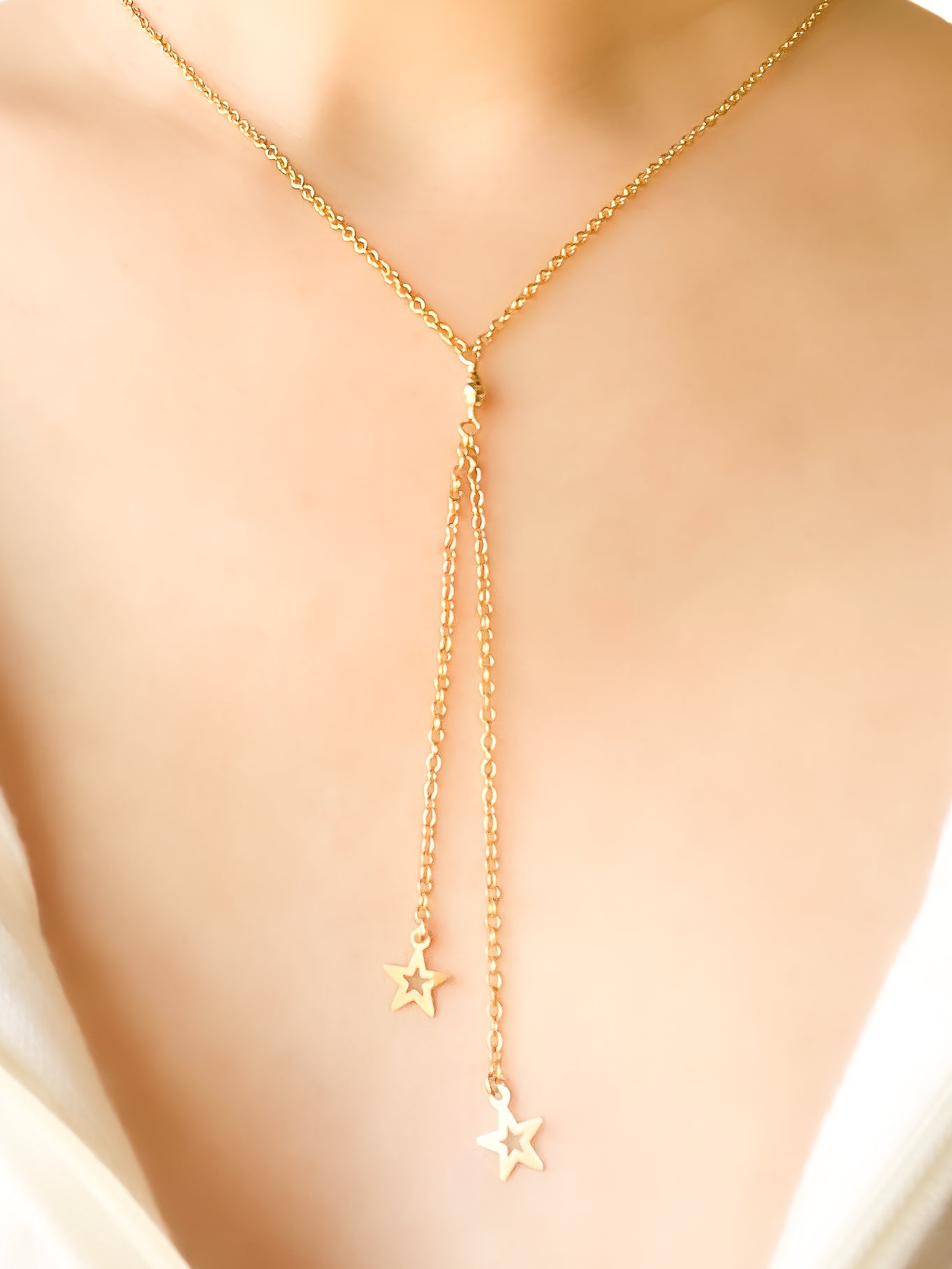 Gold Star Lariat Necklace