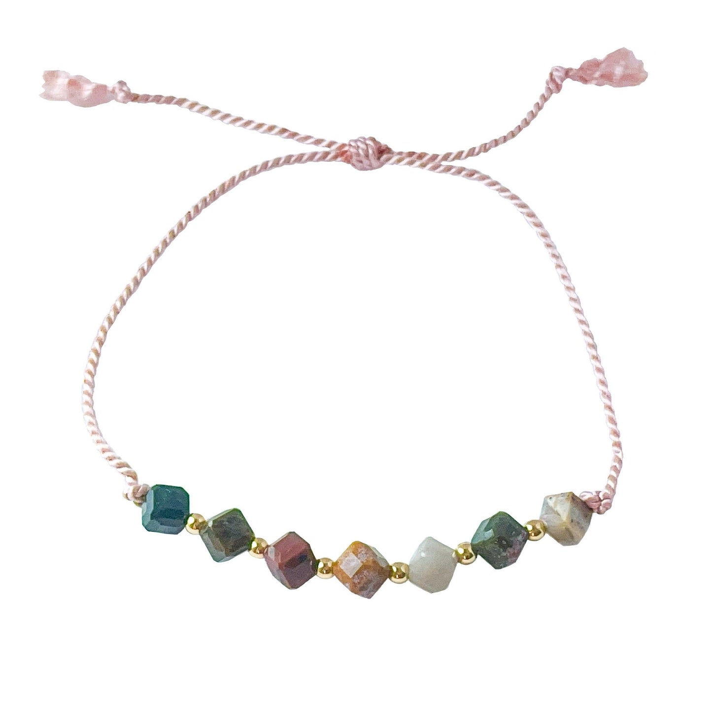 Ocean Jasper Silk Cord Adjustable Bracelet