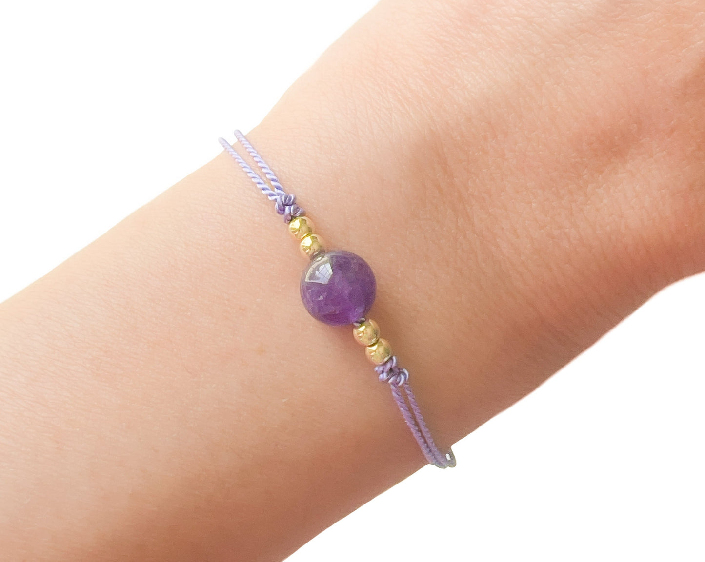 Purple Amethyst Silk Cord Adjustable Bracelet