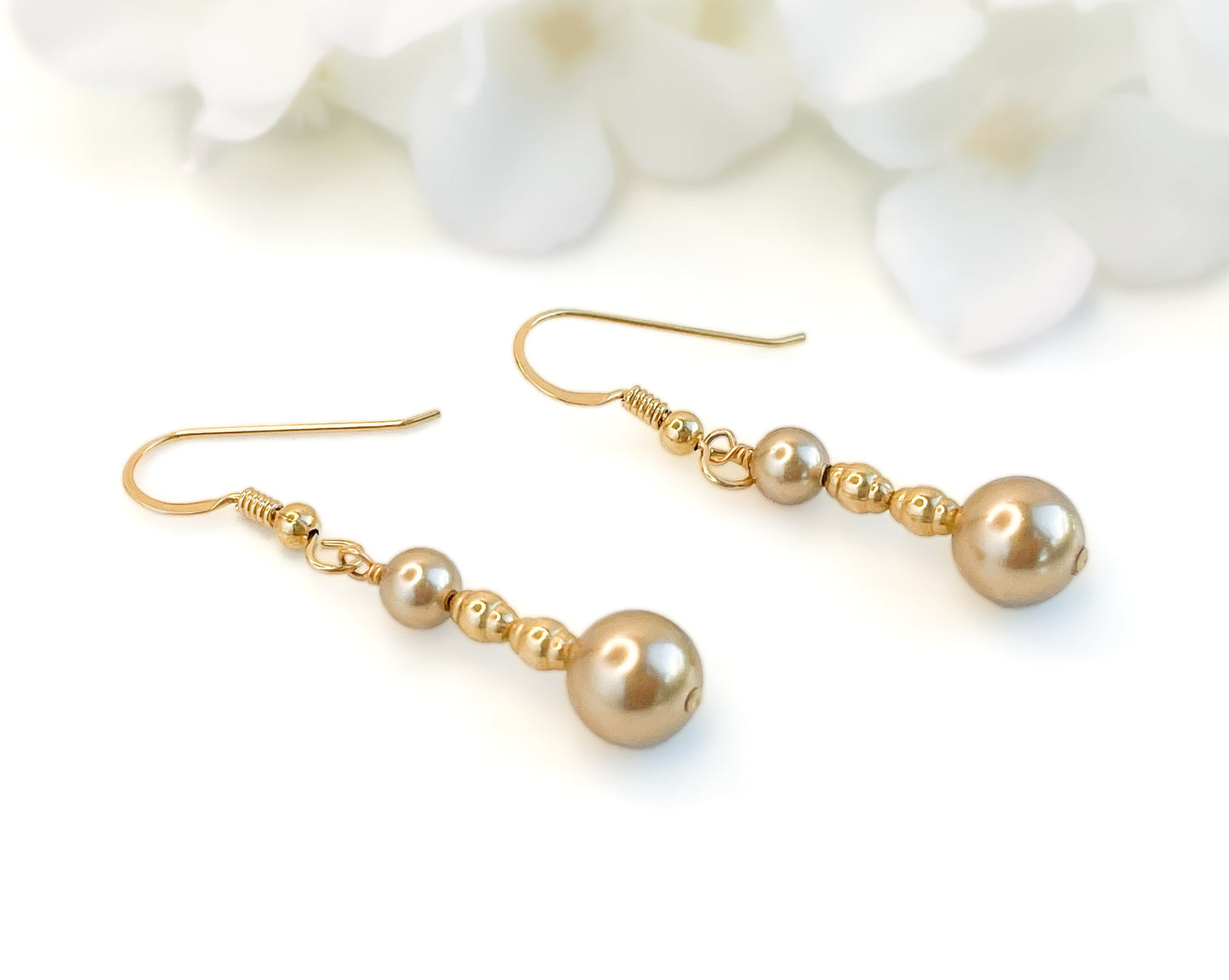 Swarovski Bronze Pearl Dangle Earrings