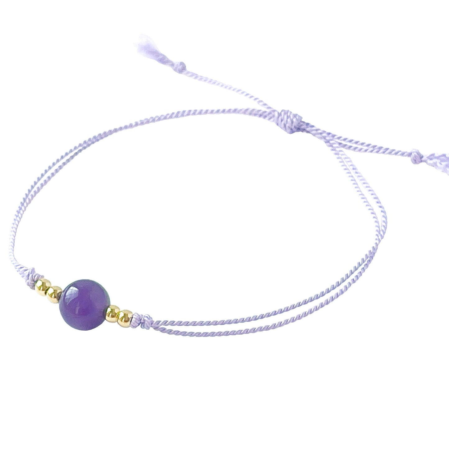 Purple Amethyst Silk Cord Adjustable Bracelet