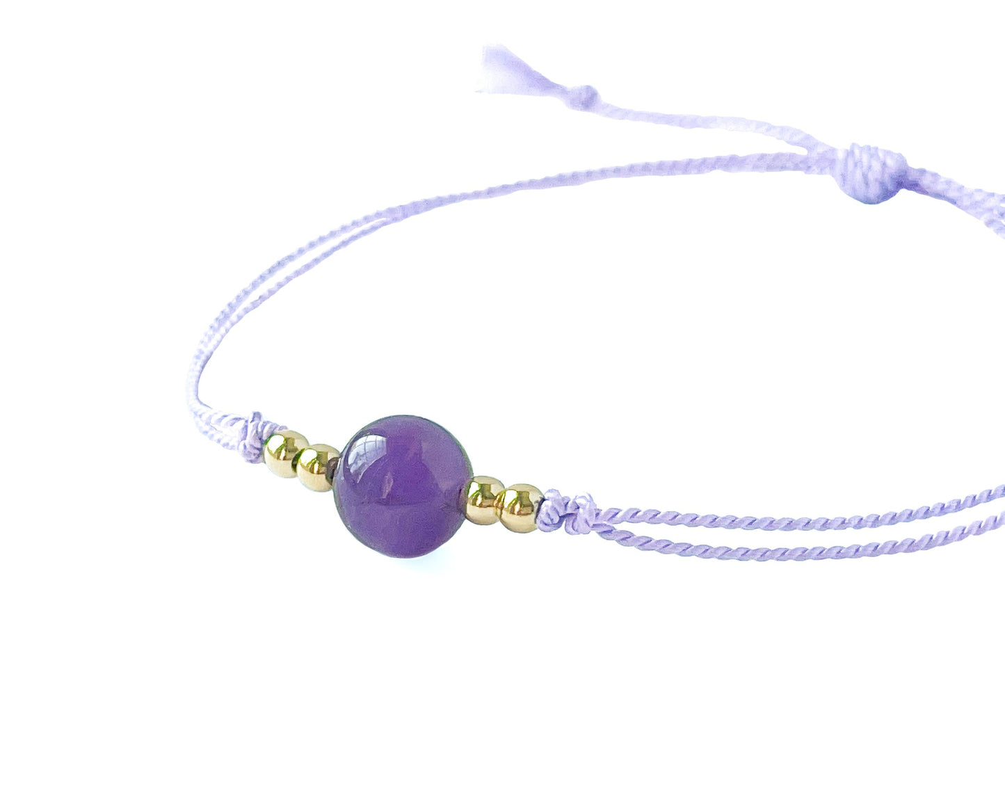 Purple Amethyst Silk Cord Adjustable Bracelet