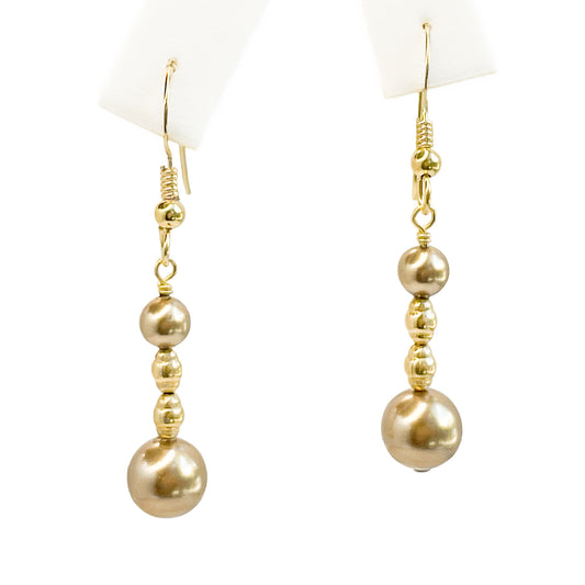 Swarovski Bronze Pearl Dangle Earrings