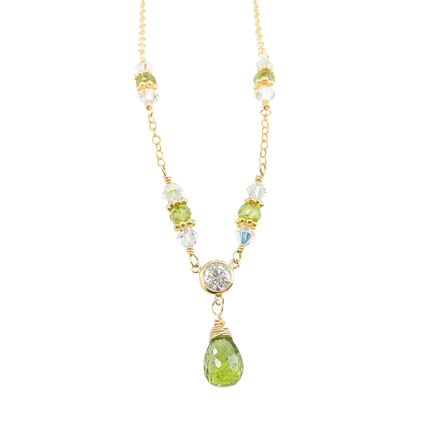 Peridot and Crystal Beaded Necklace