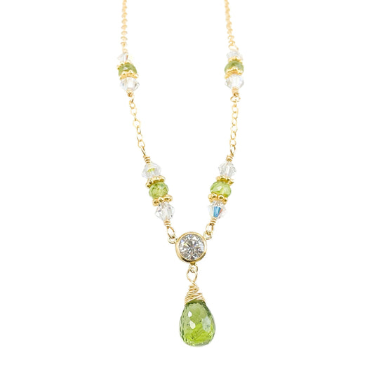 Peridot and Crystal Beaded Necklace