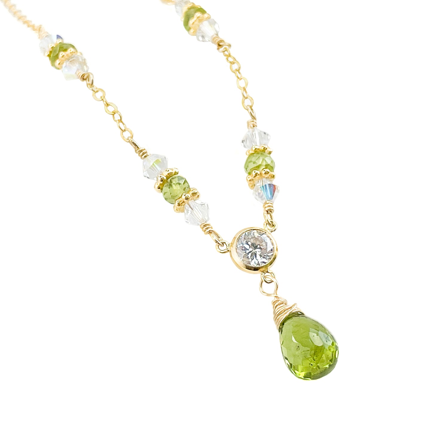 Peridot and Crystal Beaded Necklace