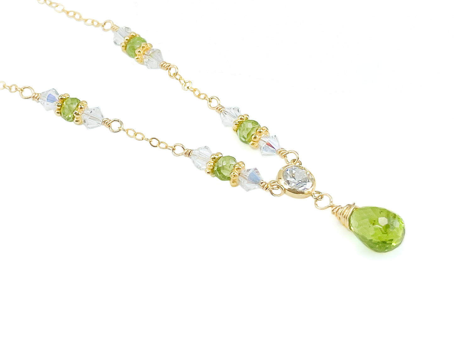 Peridot and Crystal Beaded Necklace