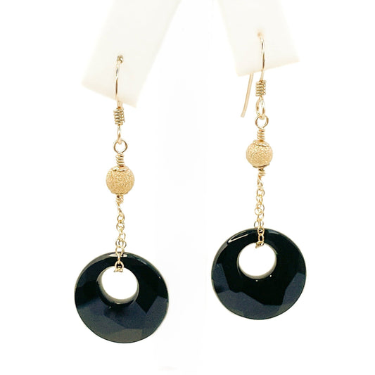 Swarovski Black and Gold Dangle Earrings