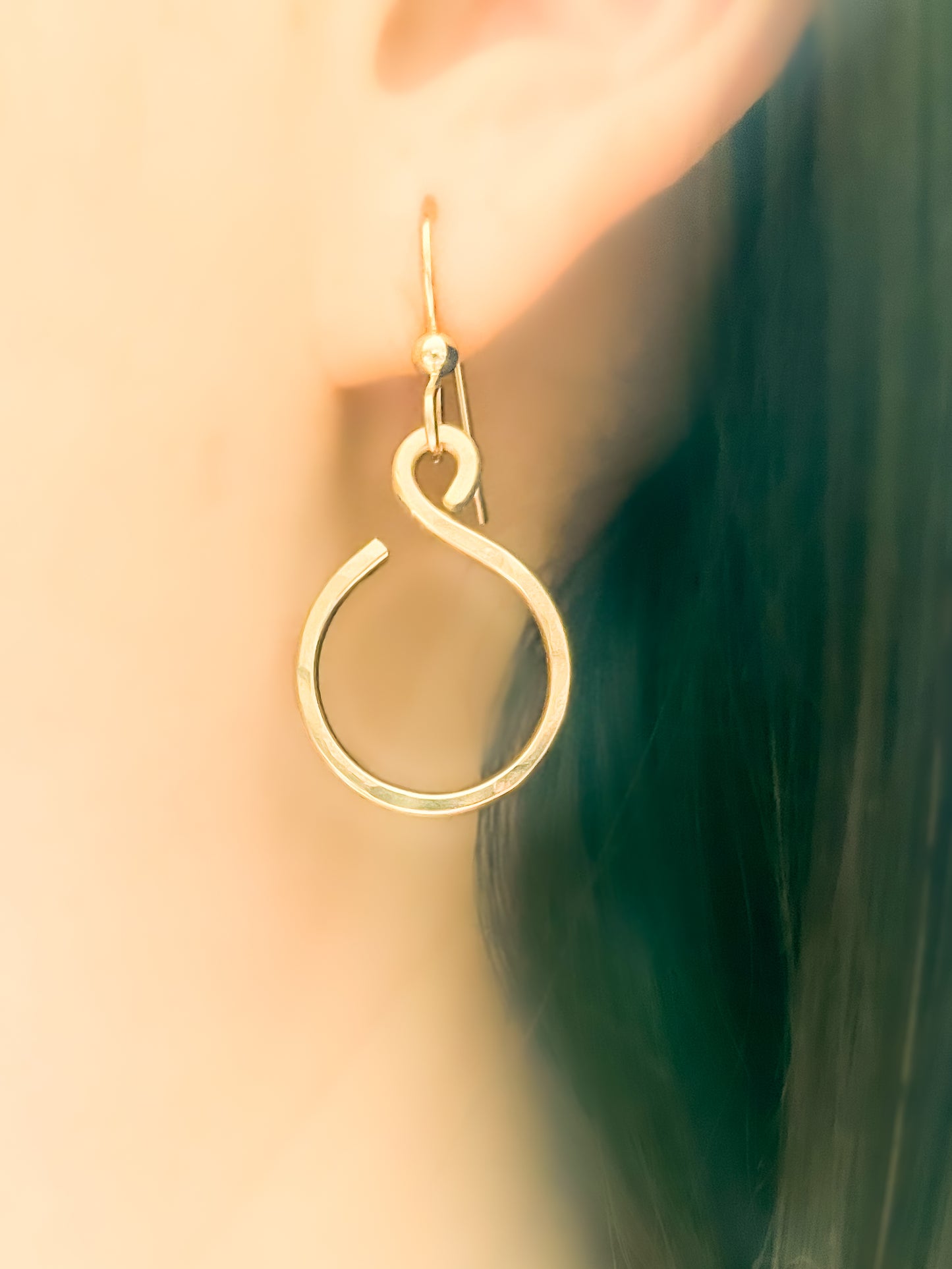 Gold Simple Classic Hammered Earrings