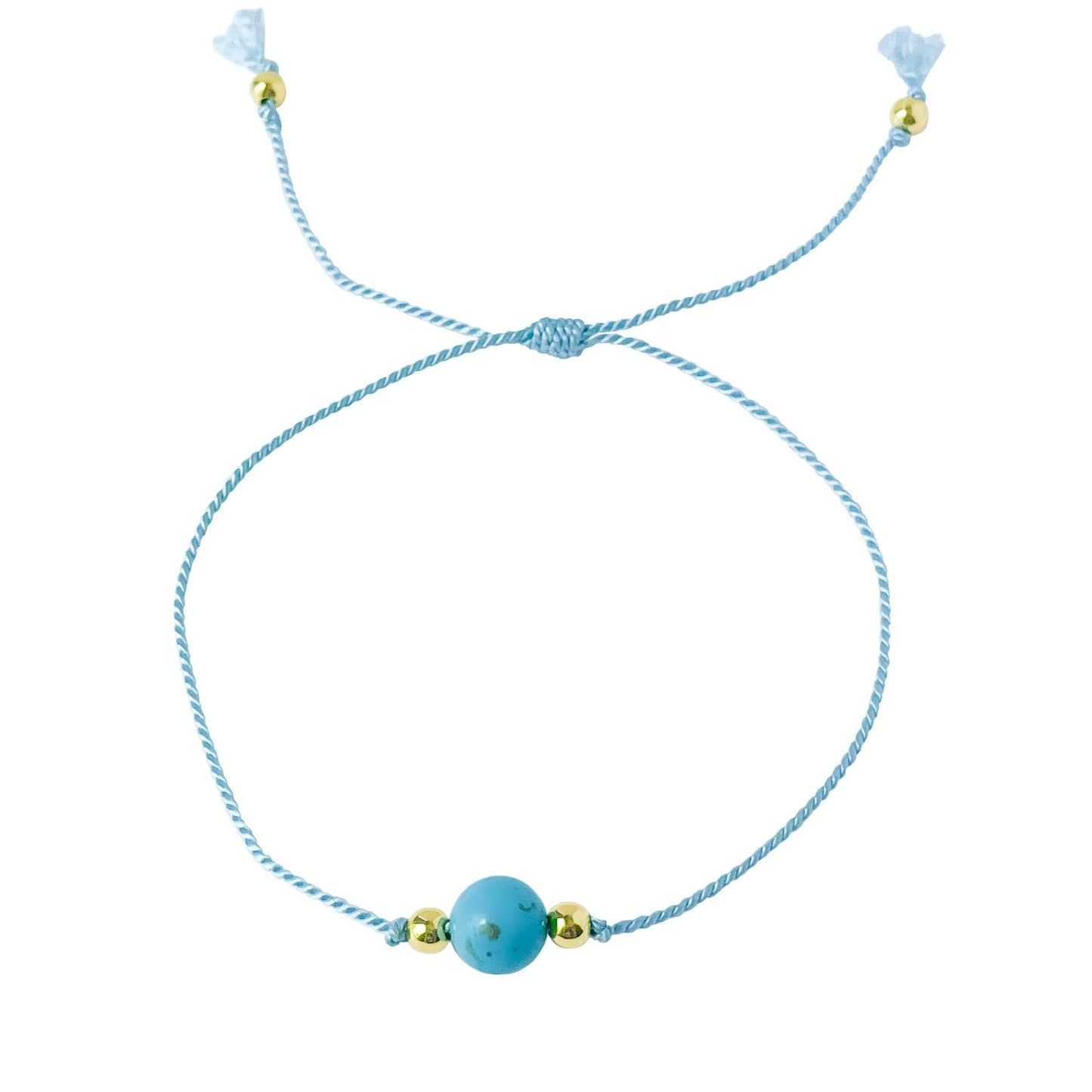 Turquoise Blue Silk Cord Adjustable Bracelet