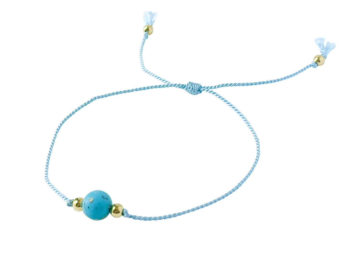 Turquoise Blue Silk Cord Adjustable Bracelet