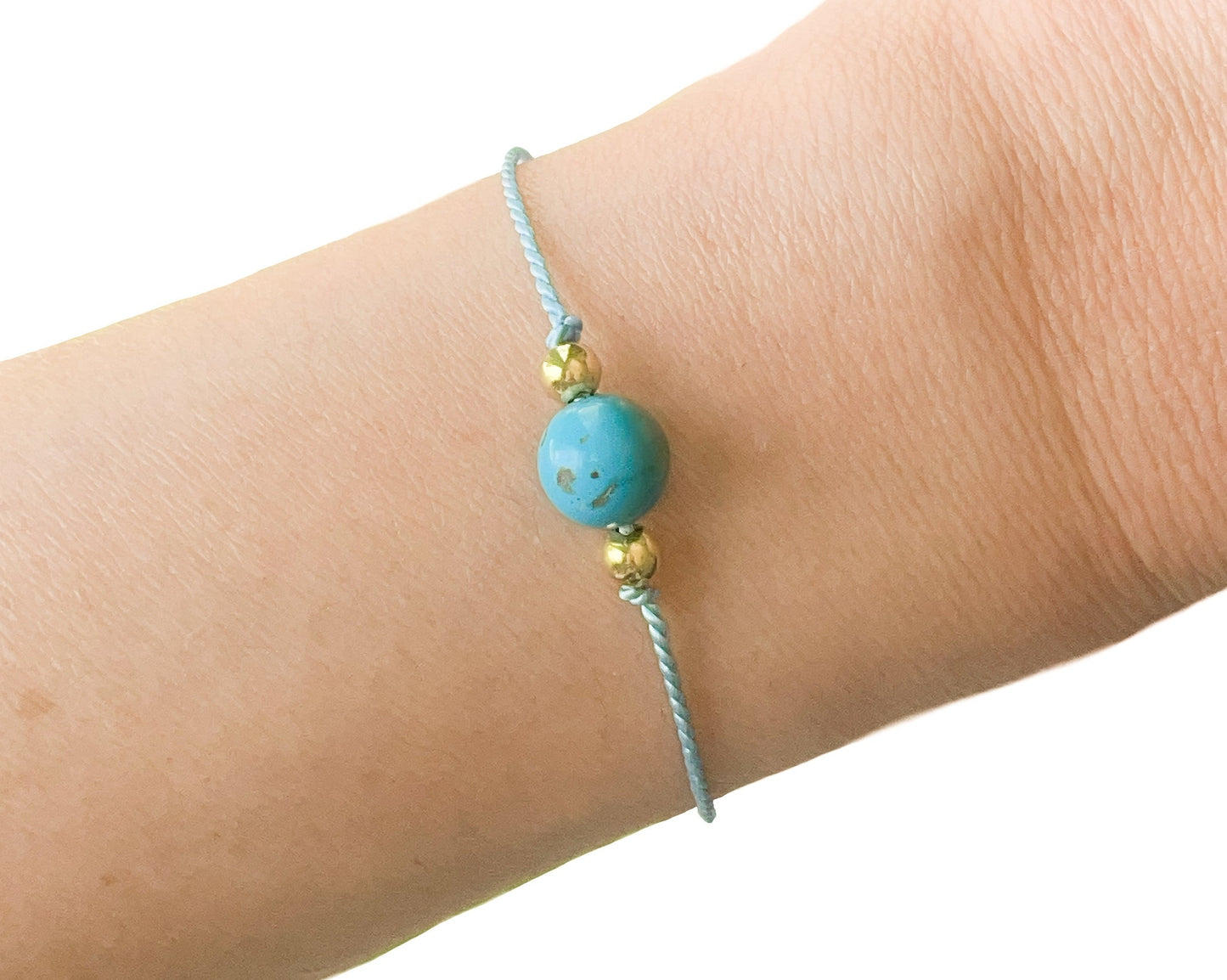 Turquoise Blue Silk Cord Adjustable Bracelet