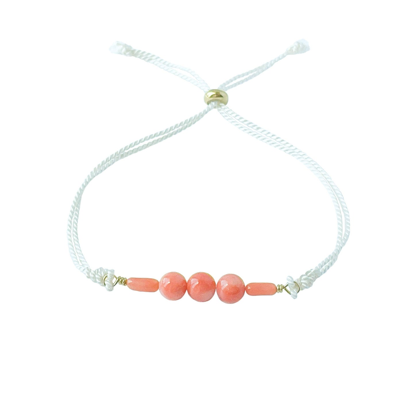 Coral Silk Cord Adjustable Bracelet