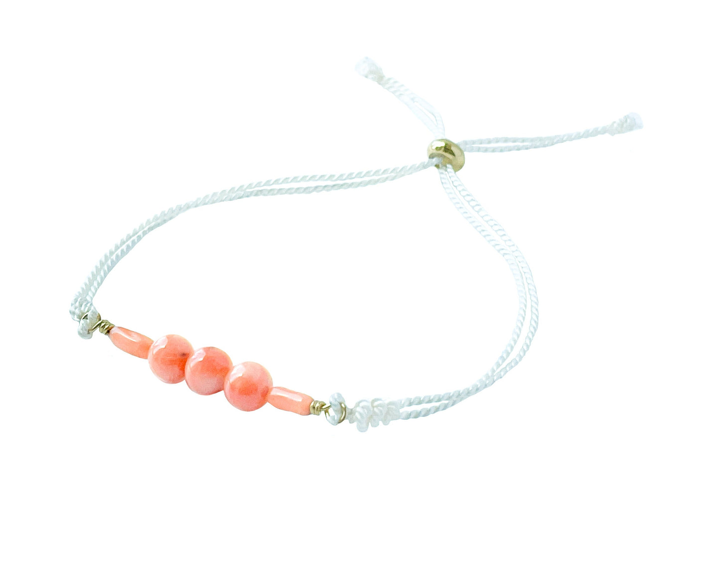 Coral Silk Cord Adjustable Bracelet