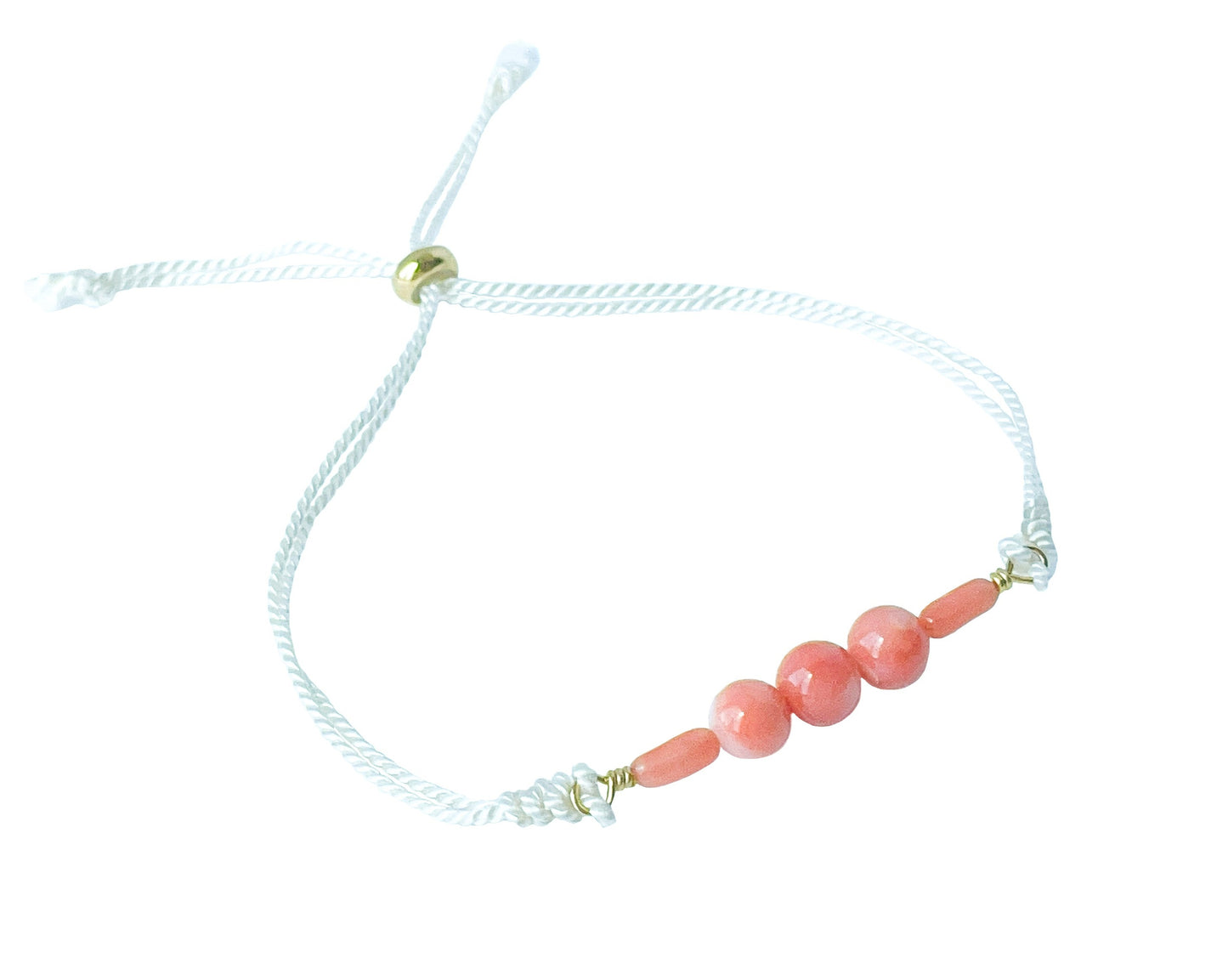 Coral Silk Cord Adjustable Bracelet